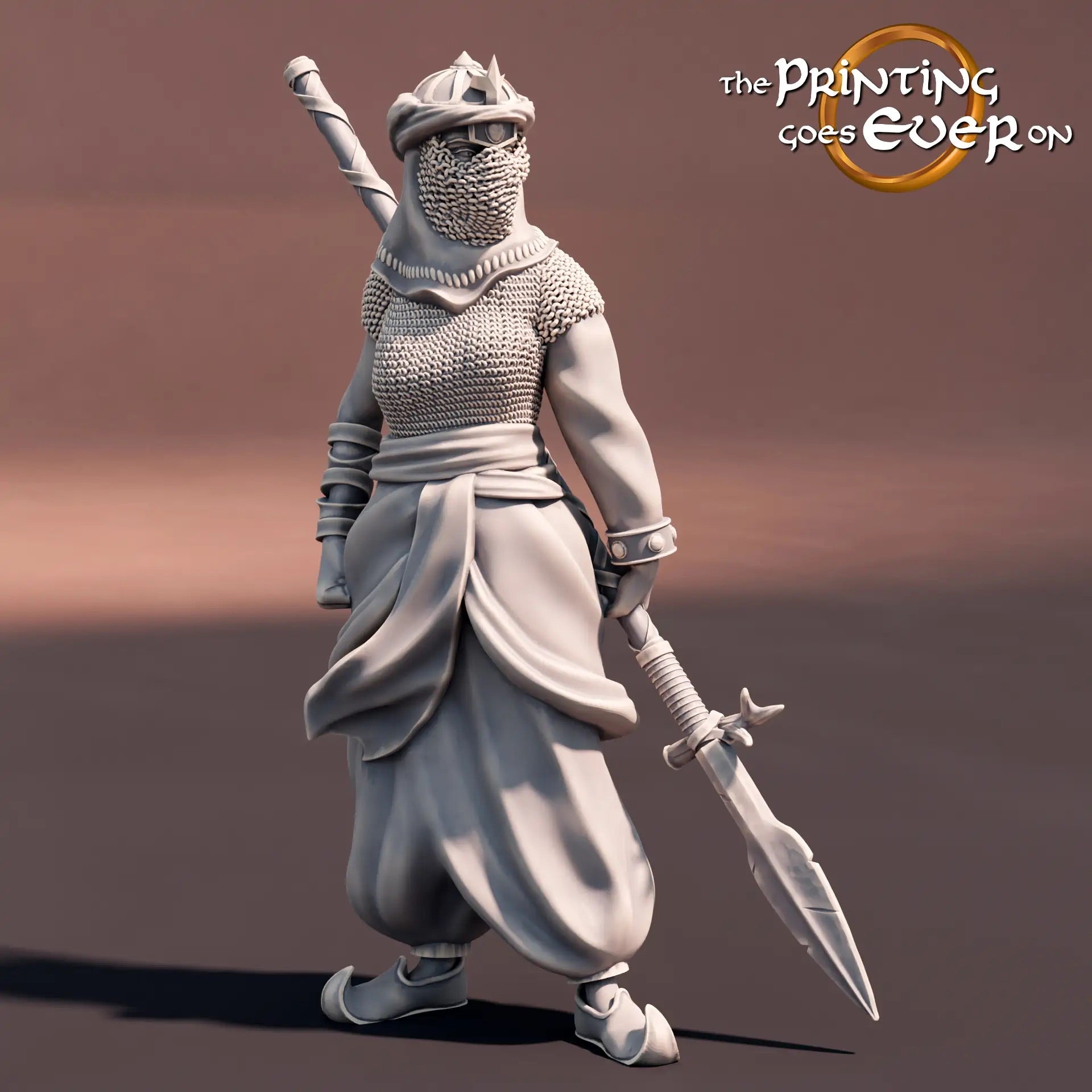 Product photo Tabletop 28mm The Printing Goes Ever On (TPGEO) 0: Southern Warriors: Oriental fighters with bow, spear, and sword - Nomadic people from the desert