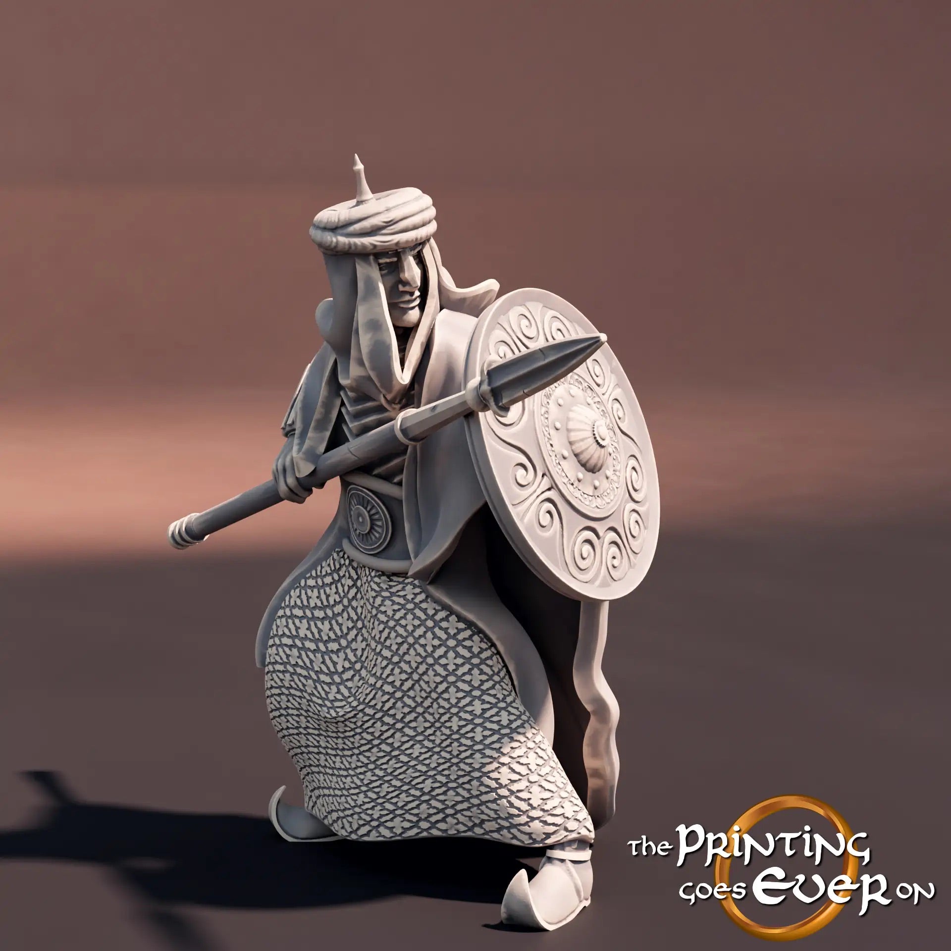 Product photo Tabletop 28mm The Printing Goes Ever On (TPGEO) 0: Southern Warriors: Oriental fighters with bow, spear, and sword - Nomadic people from the desert