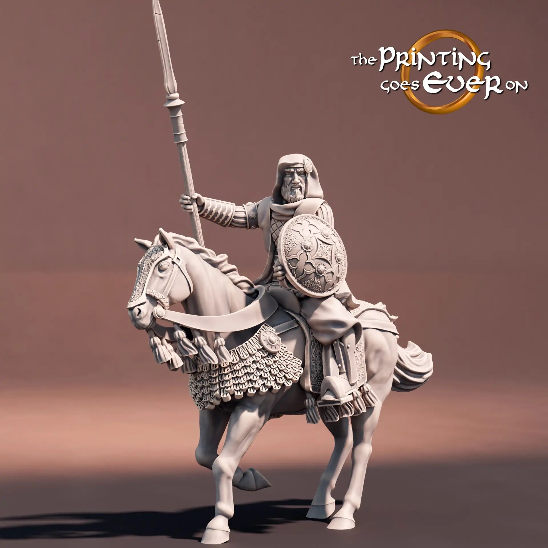 Product photo Tabletop 28mm The Printing Goes Ever On (TPGEO) 0: Rider of the South: Oriental warrior with bow and spear - Nomadic people from the desert