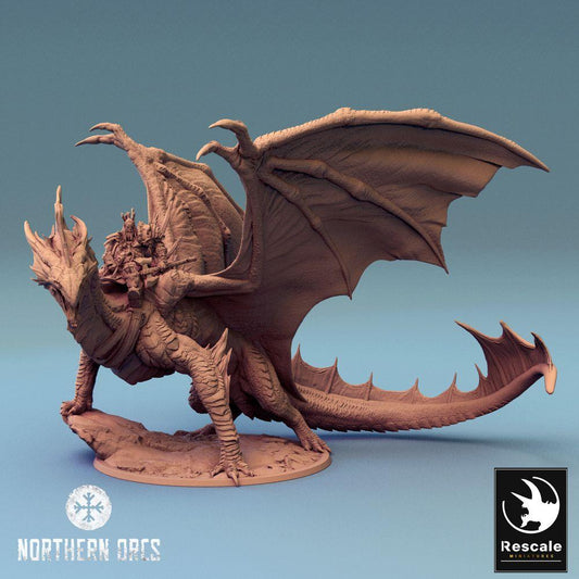 Product photo Tabletop 28mm Lord of the Print (LotP) 0: M legendary metallic silver dragon landed (24_04_M)