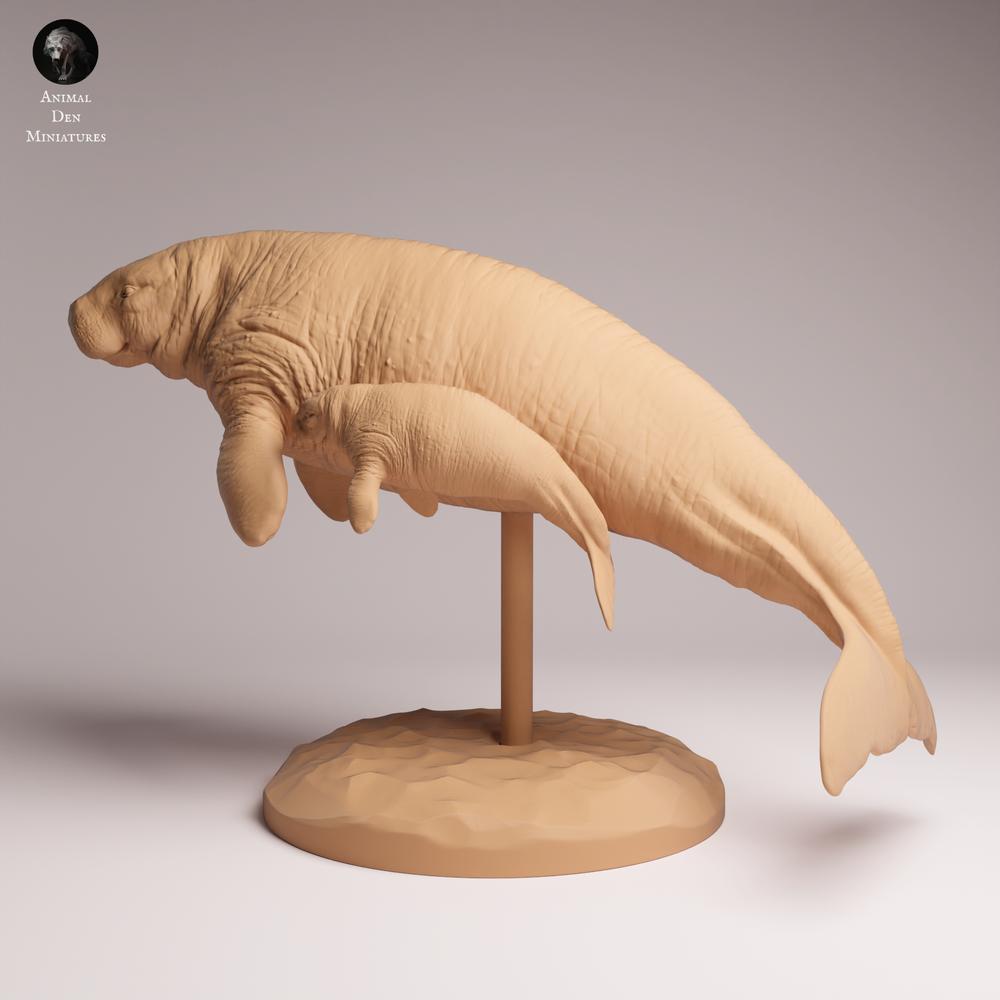 Product photo Tabletop 28mm Lord of the Print (LotP) 0: Marine mammal figure: Steller's sea cow - with calf (26_04_06)