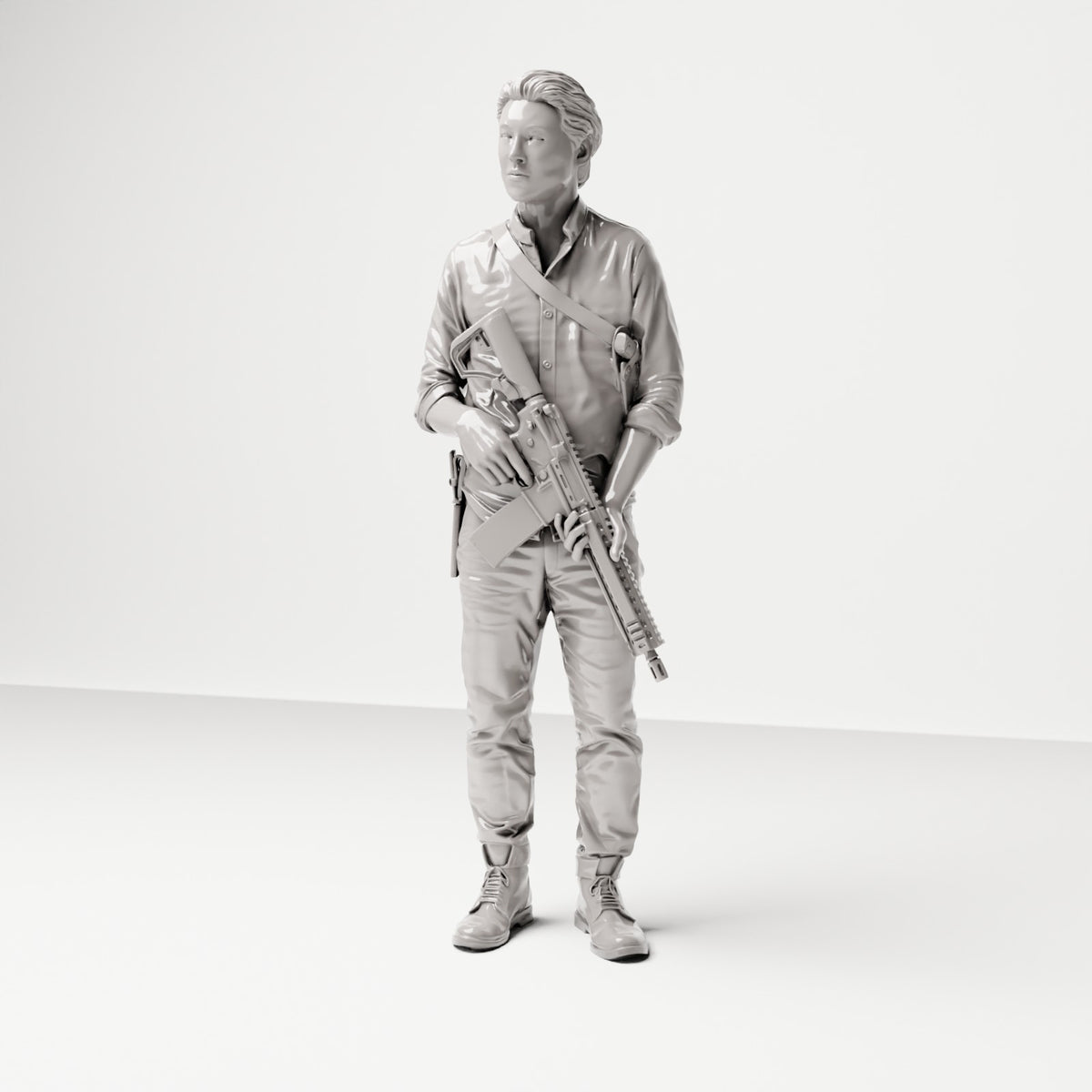 Stehende Figur: Mann mit Gewehr und Schultergurt (Ref. Nr. 495) - vollständige Studioansicht 2