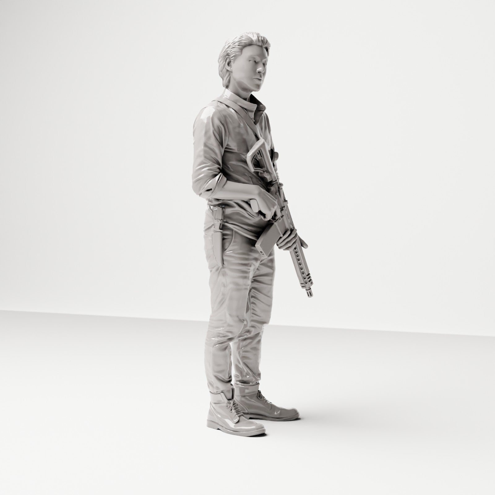 Stehende Figur: Mann mit Gewehr und Schultergurt (Ref. Nr. 495) - vollständige Studioansicht 1