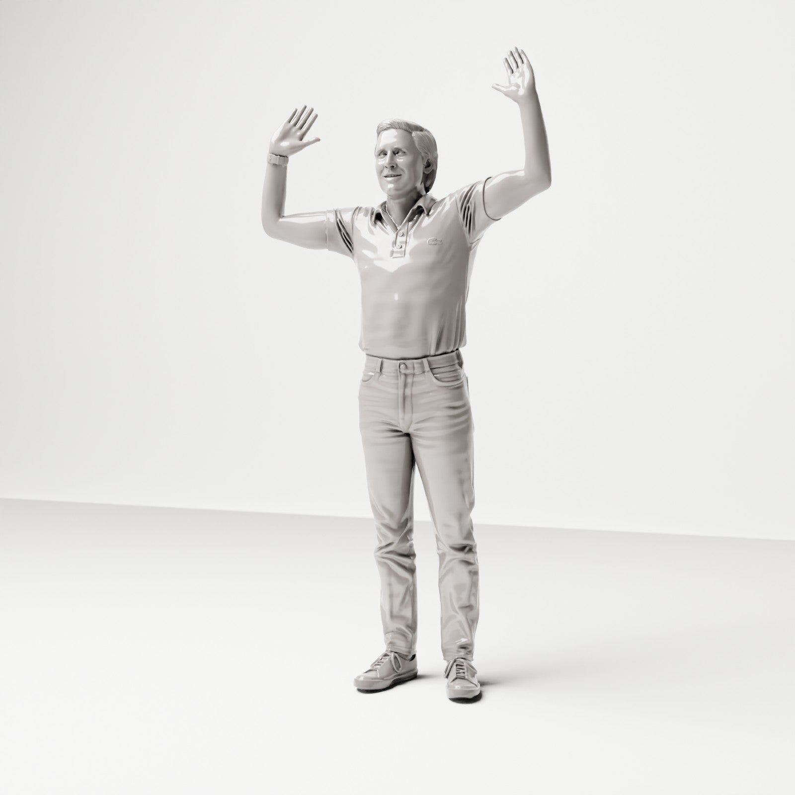 Stehende Figur: Mann mit erhobenen Armen (Ref. Nr. 497) - vollständige Studioansicht 2