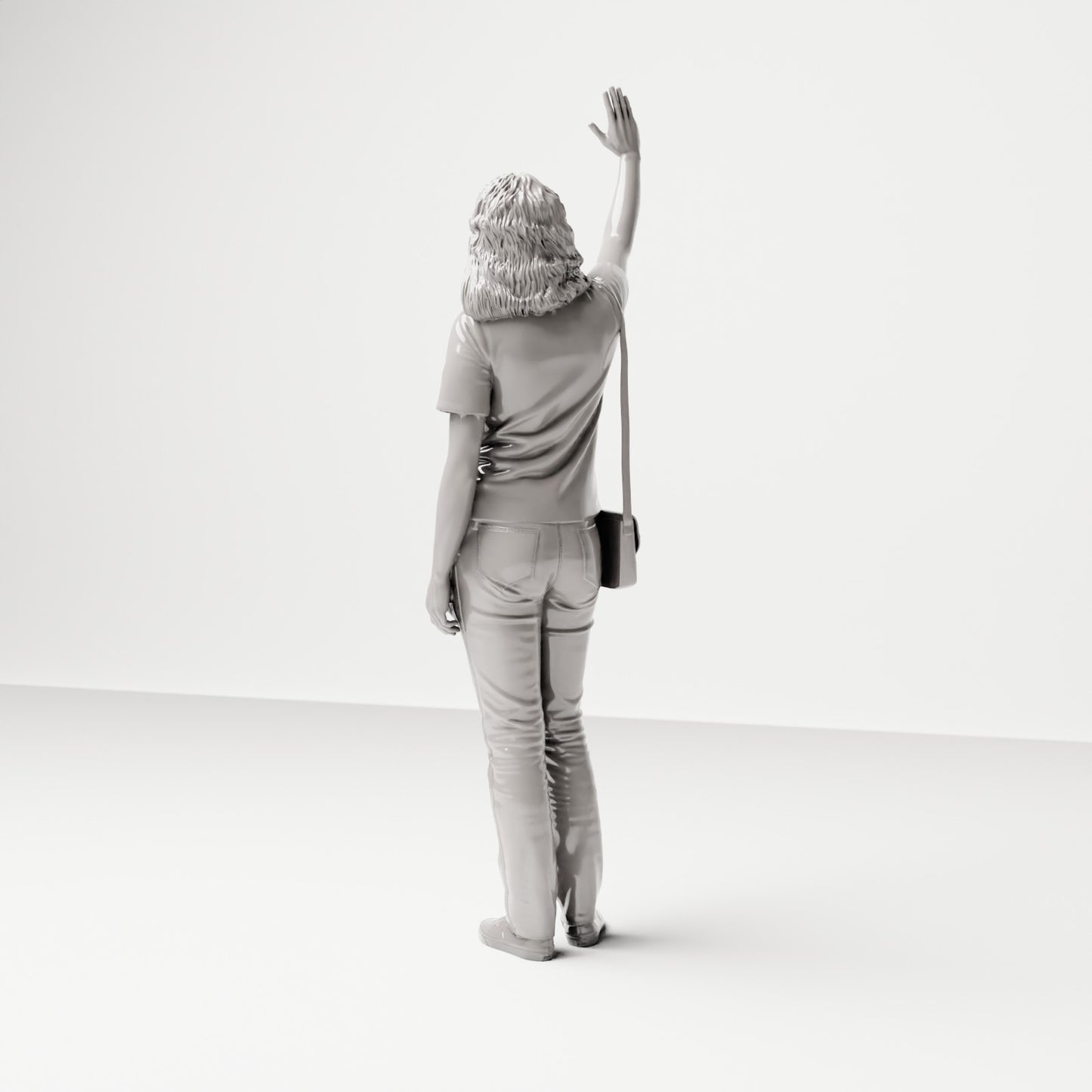 Stehende Figur: Passant im Freizeitoutfit winkend (Ref. Nr. 504) - vollständige Studioansicht 3