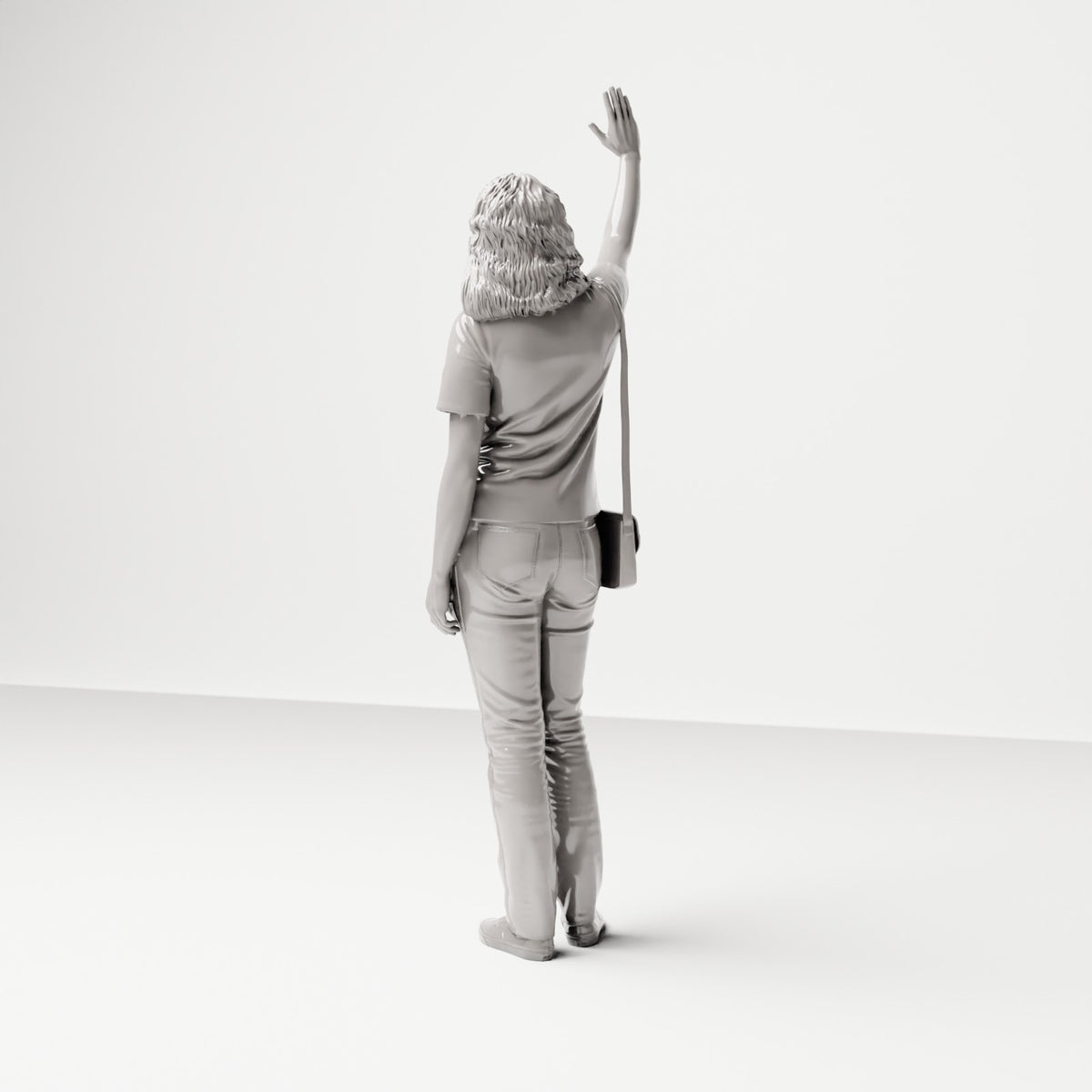 Stehende Figur: Passant im Freizeitoutfit winkend (Ref. Nr. 504) - vollständige Studioansicht 3