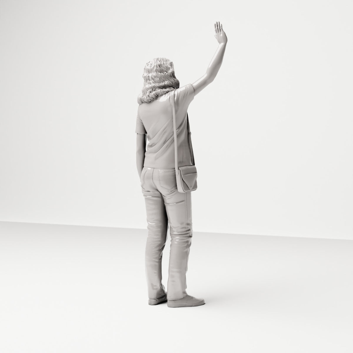 Stehende Figur: Passant im Freizeitoutfit winkend (Ref. Nr. 504) - vollständige Studioansicht 4