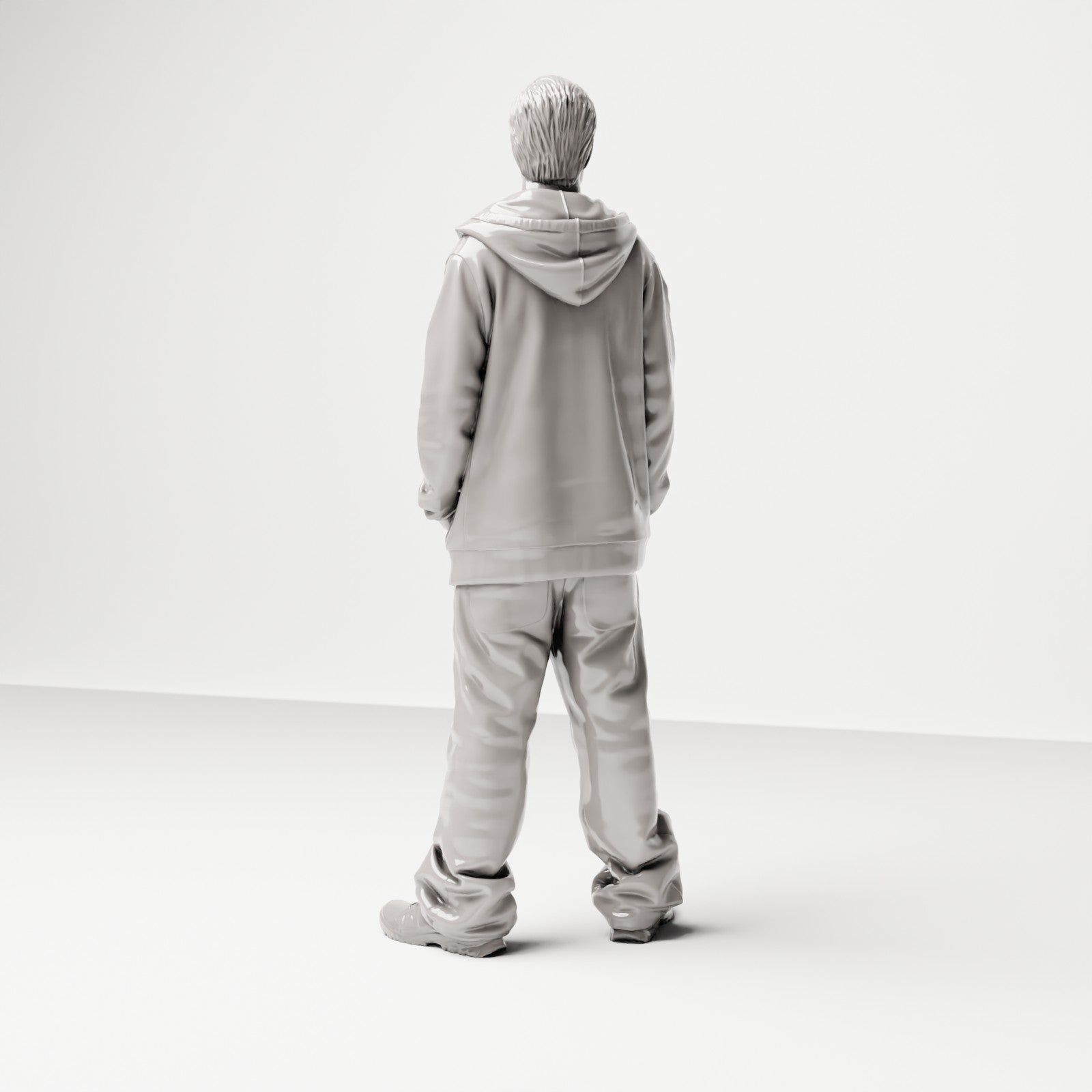 Stehende Figur: Mann mit Kapuzenjacke & T-Shirt (Ref. Nr. 510) - vollständige Studioansicht 4