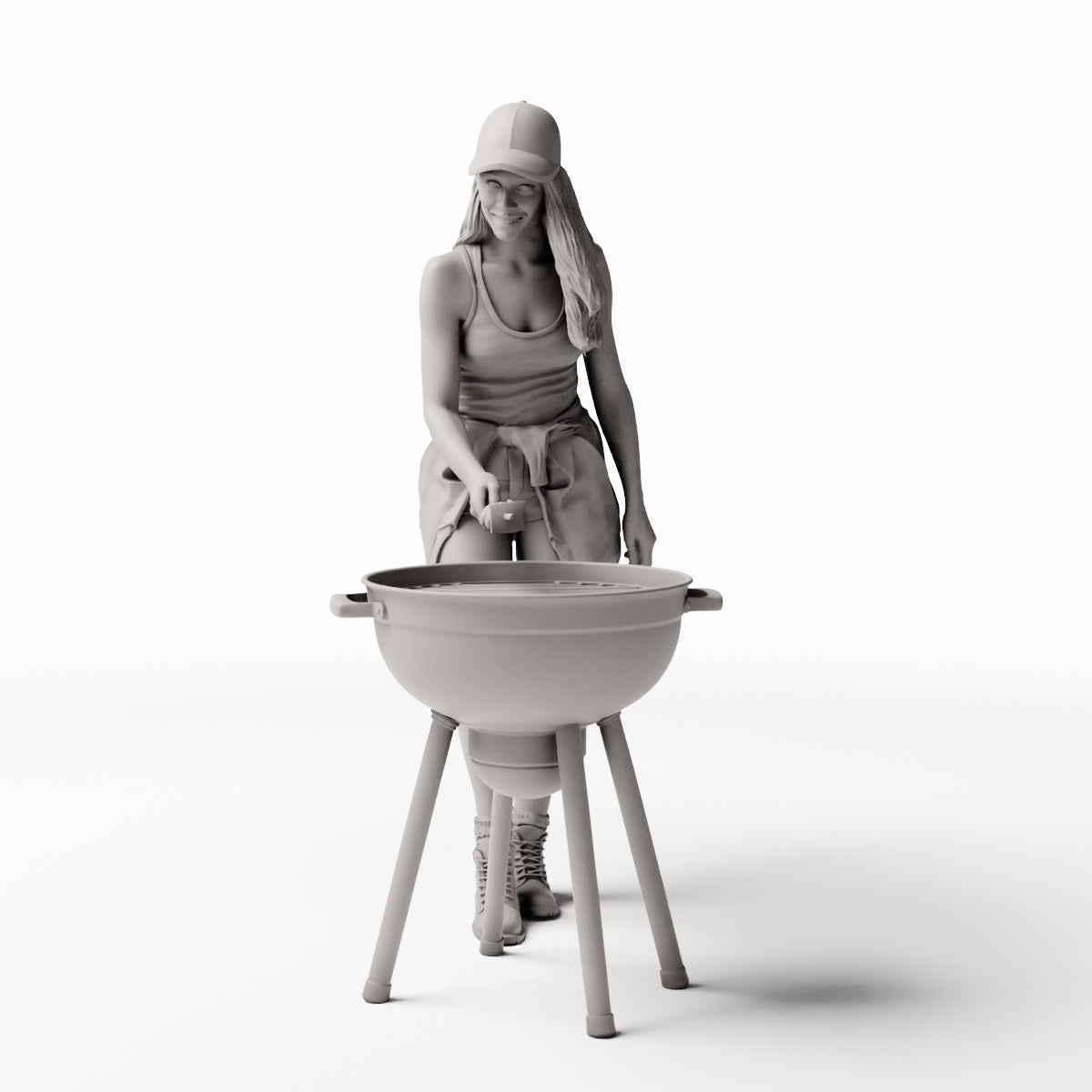 Diorama Modellbau Produktfoto 0: Stehende Figur: Frau mit Grillzange am Kugelgrill (Ref. Nr. 534)