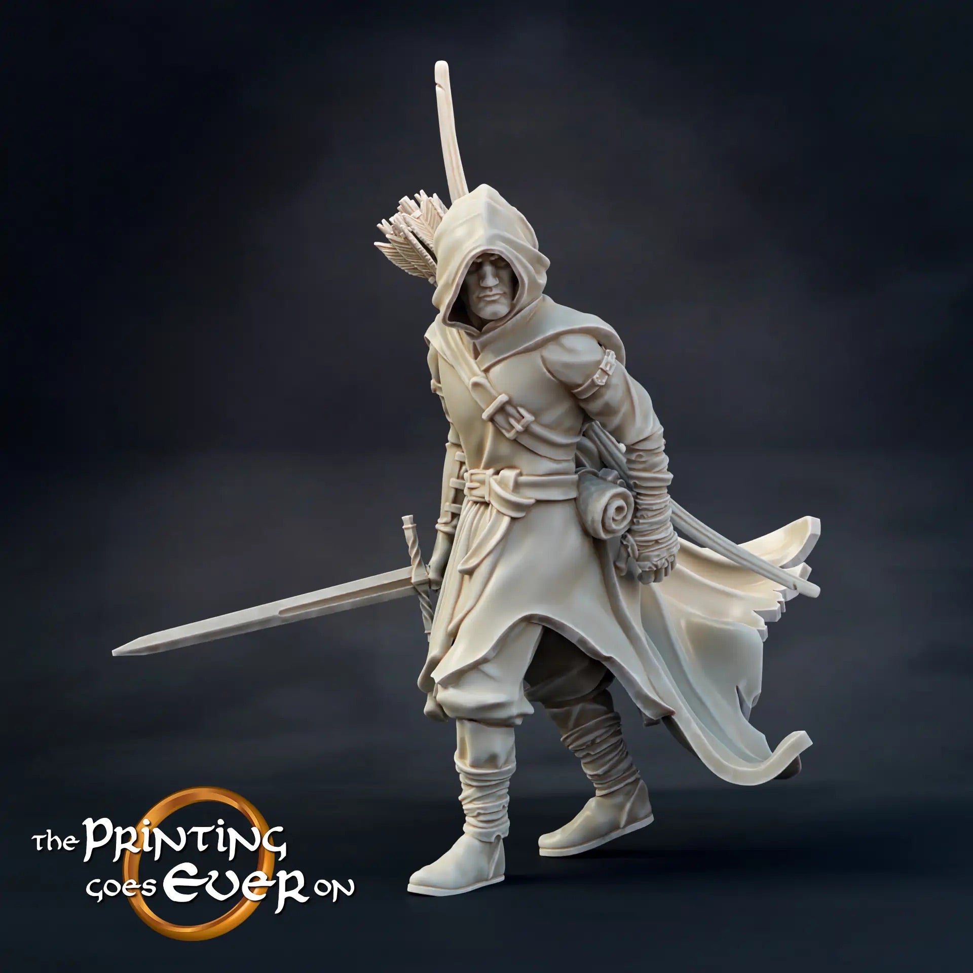 Product photo Tabletop 28mm The Printing Goes Ever On (TPGEO) 0: Northern Ranger: Forestland ranger with sword, spear, and bow