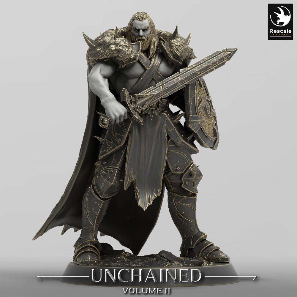 Product photo Tabletop 28mm Lord of the Print (LotP) 0: Tabletop miniature: Barbarian Warlord - Northern Warrior with Broadsword and Round Shield (Barbarian Warlord) (24_05_C14)