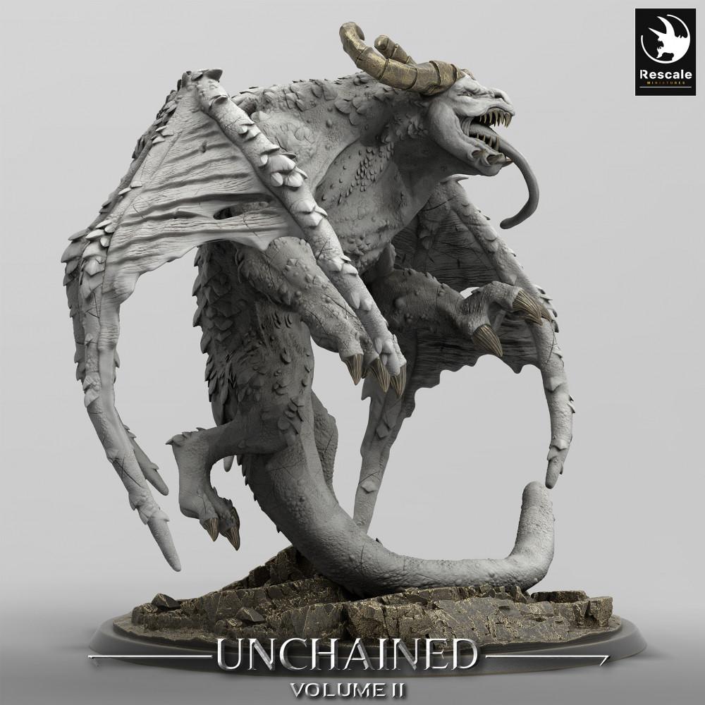 Product photo Tabletop 28mm Lord of the Print (LotP) 0: Tabletop miniature: Winged Demon Lord Grogbann - Gargoyle Demon, Hell Beast, Dungeon Boss Monster (24_05_H2)