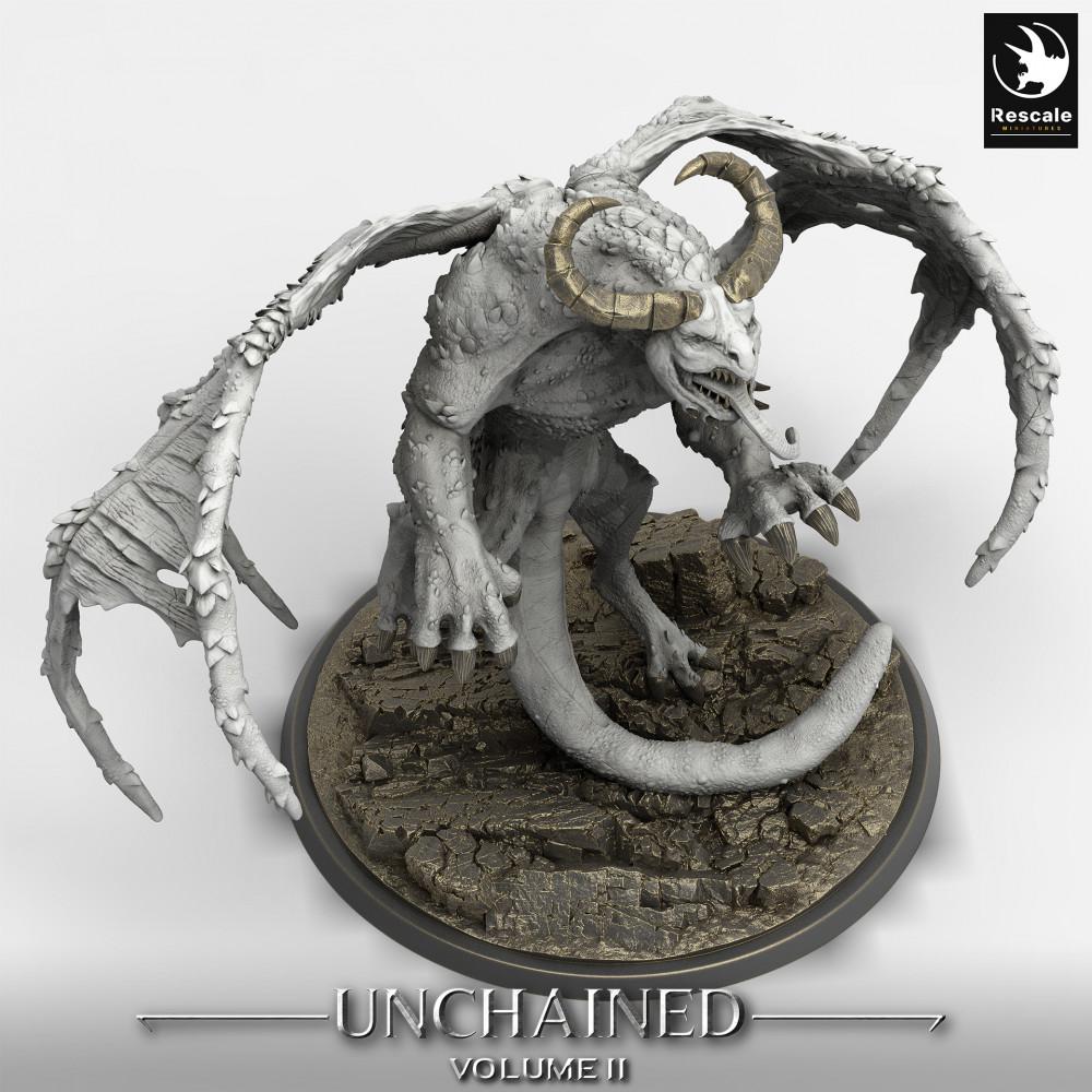 Product photo Tabletop 28mm Lord of the Print (LotP) 0: Tabletop miniature: Winged Demon Lord Grogbann - Gargoyle Demon, Hell Beast, Dungeon Boss Monster (24_05_H2)