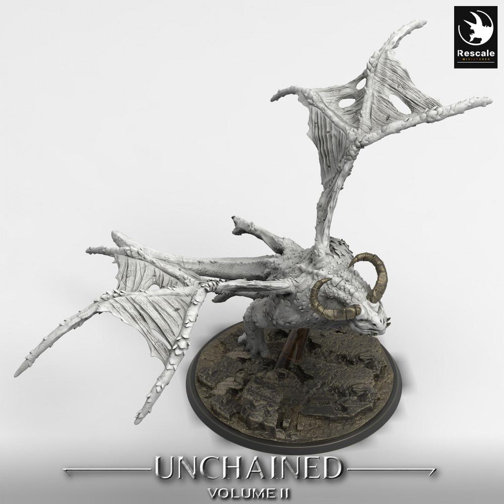 Product photo Tabletop 28mm Lord of the Print (LotP) 0: Tabletop miniature: flying demon, winged chimera, manticore-like boss monster in a dive (24_05_H3)