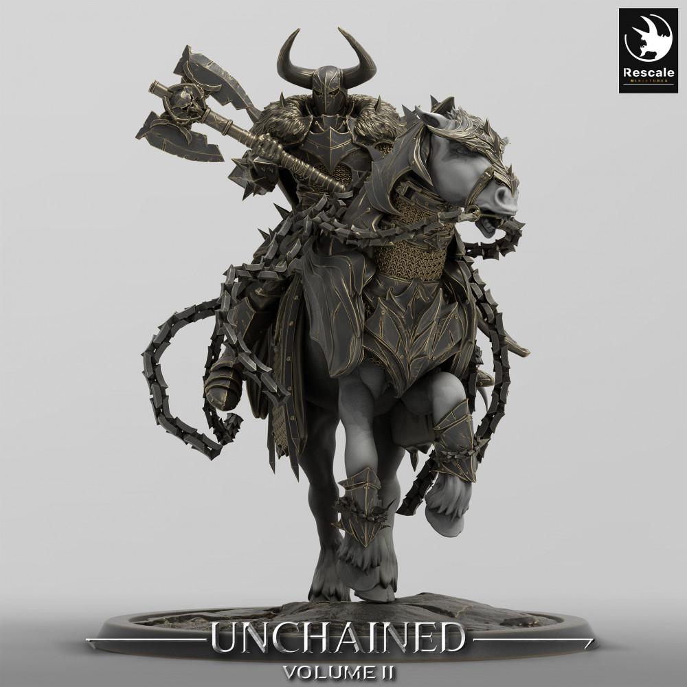 Product photo Tabletop 28mm Lord of the Print (LotP) 0: Tabletop miniature: Dark Knight on Warhorse, Double-Axe Cavalry, Cursed Paladin, Death Knight (24_05_U)