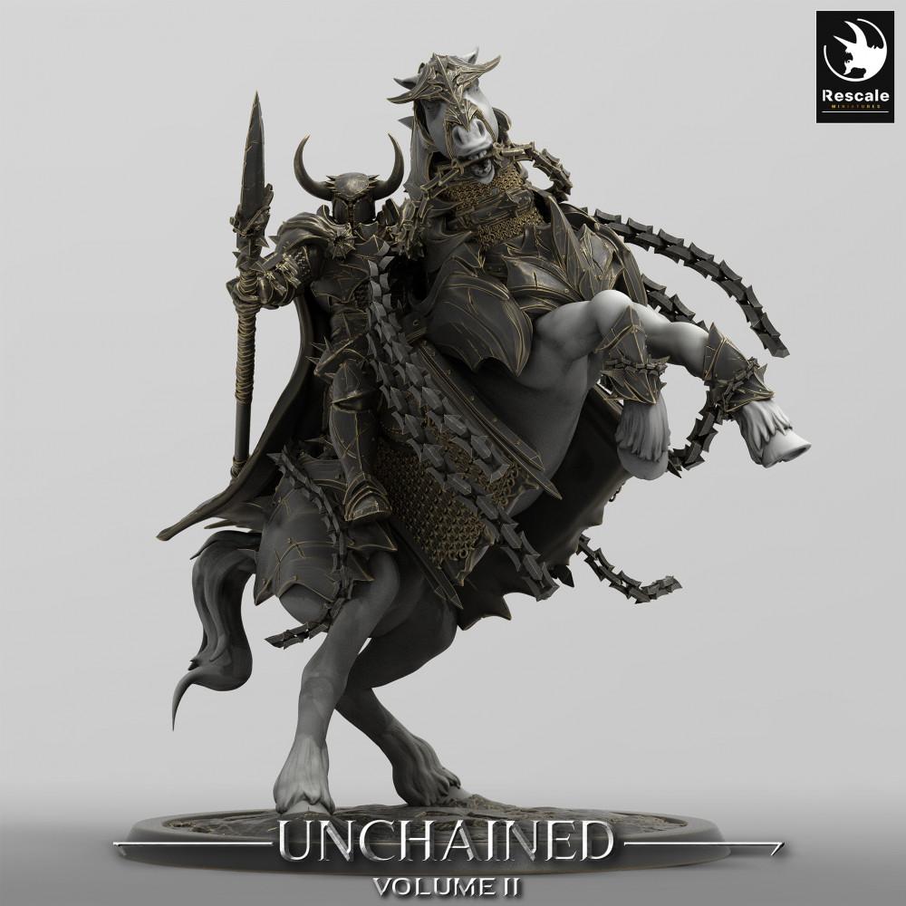 Product photo Tabletop 28mm Lord of the Print (LotP) 0: Tabletop miniature: Dark Knight on rearing warhorse - Death Knight, lance rider, cavalry commander (24_05_P)