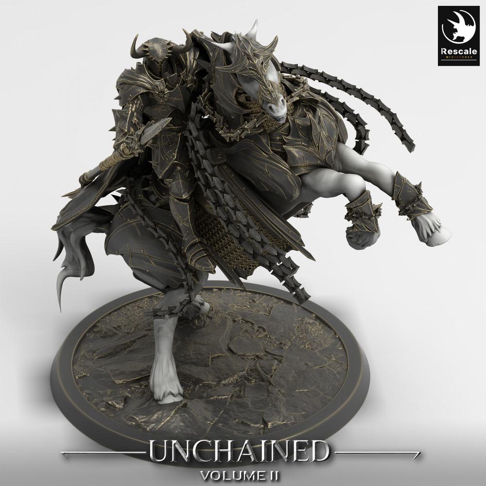 Product photo Tabletop 28mm Lord of the Print (LotP) 0: Tabletop miniature: Dark Knight on rearing warhorse - Death Knight, Lancer, Cavalry Commander (24_05_P)