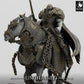 Product photo Tabletop 28mm Lord of the Print (LotP) 0: Tabletop miniature: Dark Knight on armored steed - rider figure with two-handed sword and chain weapon, leader of the dark cavalry (24_05_M)