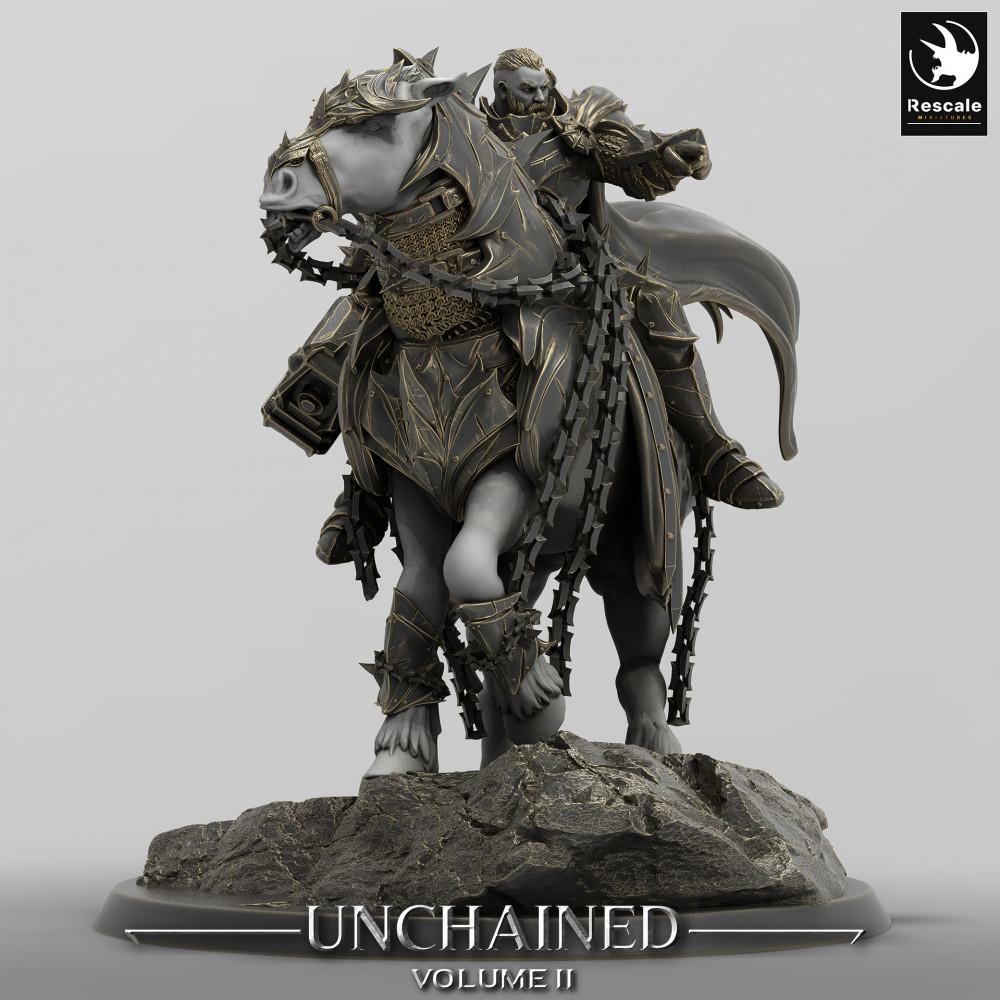 Product photo Tabletop 28mm Lord of the Print (LotP) 0: Tabletop miniature: Dark Paladin on Horse, Death Knight, Chaos Cavalryman, Rider Leader (24_05_O)