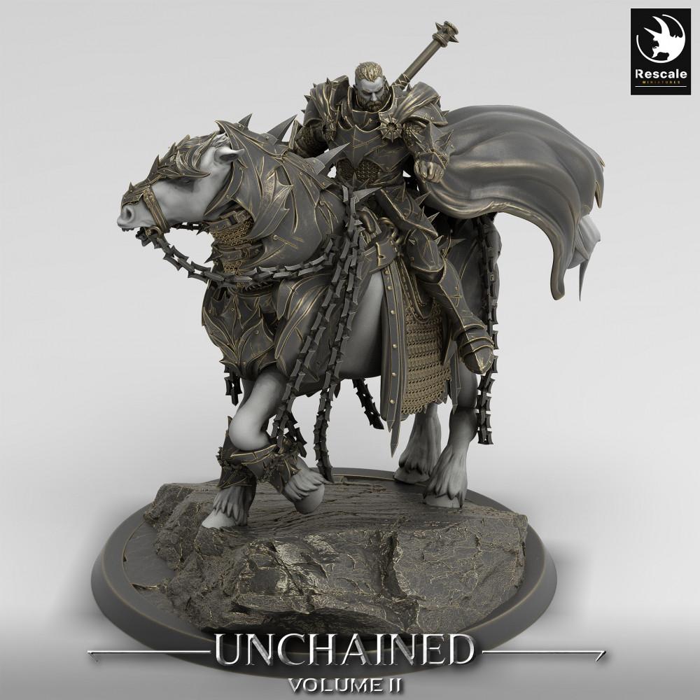 Product photo Tabletop 28mm Lord of the Print (LotP) 0: Tabletop miniature: Dark Paladin on Horse, Death Knight, Chaos Cavalryman, Rider Leader (24_05_O)