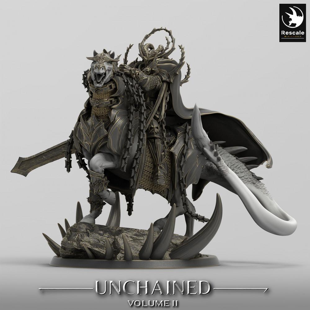 Product photo Tabletop 28mm Lord of the Print (LotP) 0: Tabletop miniature: Undead Warlord, Death Knight on Demonic Steed - Dark Rider, Wyrm Rider, Bone King (24_05_V)