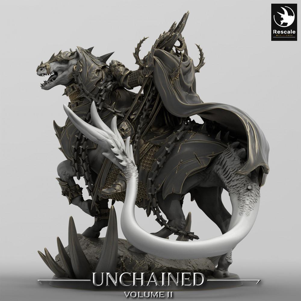 Product photo Tabletop 28mm Lord of the Print (LotP) 0: Tabletop miniature: Undead Warlord, Death Knight on Demonic Steed - Dark Rider, Wyrm Rider, Bone King (24_05_V)