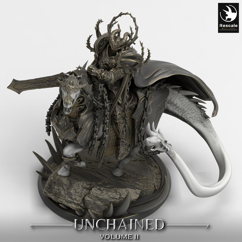 Product photo Tabletop 28mm Lord of the Print (LotP) 0: Tabletop miniature: Undead Warlord, Death Knight on Demonic Mount - Dark Rider, Wyrm Rider, Bone King (24_05_V)