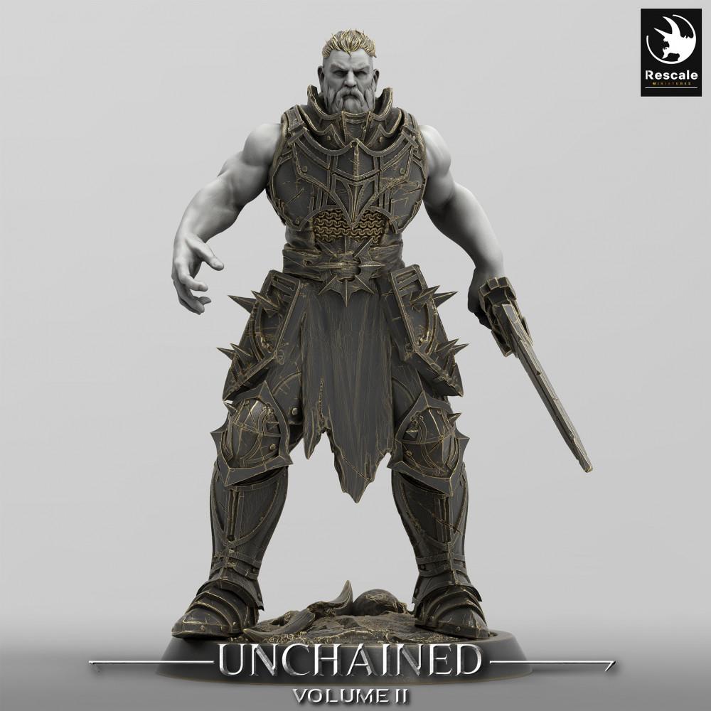 Product photo Tabletop 28mm Lord of the Print (LotP) 0: Tabletop miniature: Unleashed Commander, Warlord with Gladius, heavily armored elite warrior (24_05_F5)