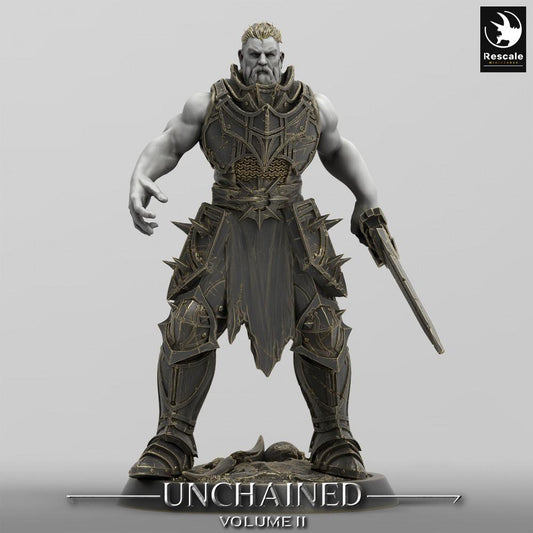 Product photo Tabletop 28mm Lord of the Print (LotP) 0: Tabletop miniature: Unleashed Commander, Warlord with Gladius, heavily armored elite warrior (24_05_F5)