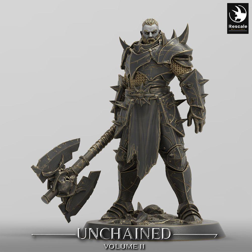 Product photo Tabletop 28mm Lord of the Print (LotP) 0: Tabletop miniature: Dark Knight, Chaos Warrior - Axe Champion with Double Axe, Warlord, Executioner (24_05_E2)