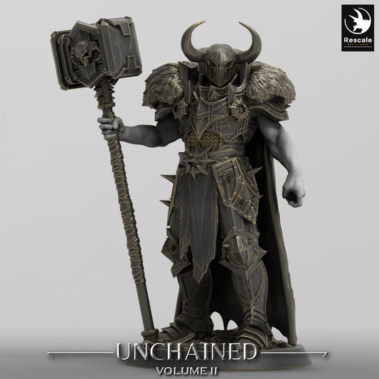 Product photo Tabletop 28mm Lord of the Print (LotP) 0: Tabletop miniature: Dark Knight / Chaos Warrior, Warlord with Two-Handed Hammer, Champion Leader (24_05_F6)