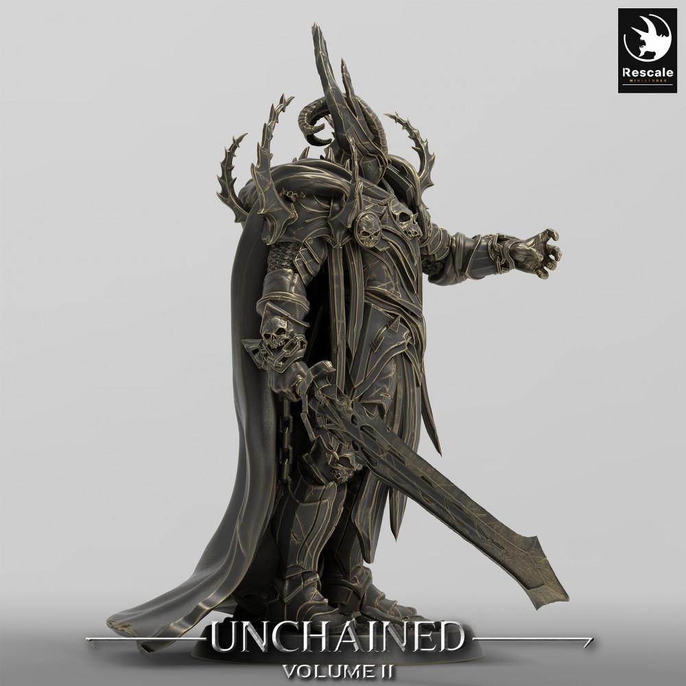 Product photo Tabletop 28mm Lord of the Print (LotP) 0: Tabletop miniature: Demon Knight with Greatsword, Dark Paladin, Sinister Warlord, Olaf's Son (24_05_L1)