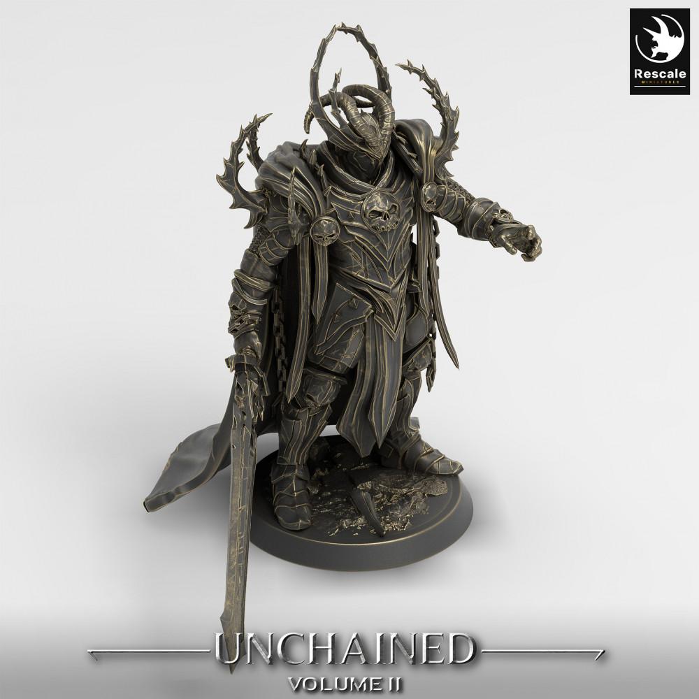 Product photo Tabletop 28mm Lord of the Print (LotP) 0: Tabletop miniature: Demon Knight with Greatsword, Dark Paladin, Sinister Warlord, Olaf's Son (24_05_L1)