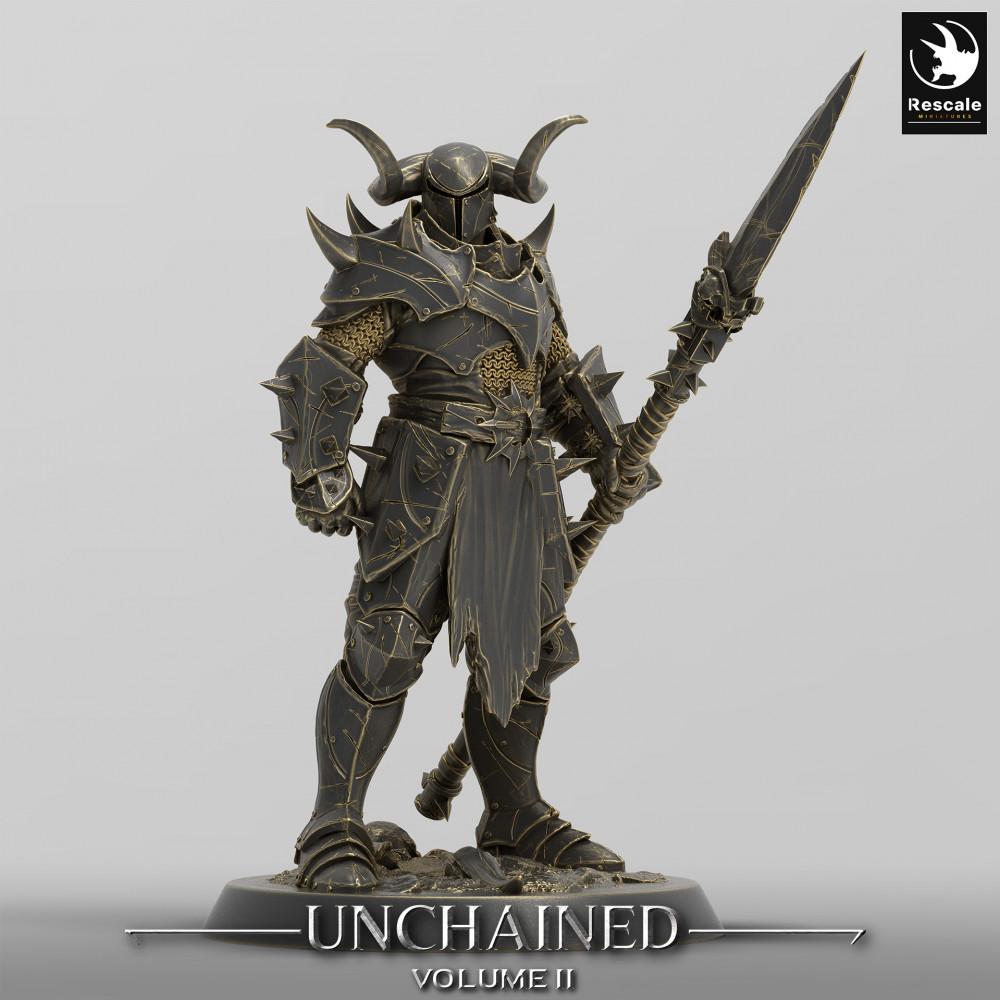 Product photo Tabletop 28mm Lord of the Print (LotP) 0: Tabletop miniature: Dark Knight, cursed spear bearer, demon warrior, Dark Knight Spearman (24_05_E11)