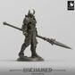 Product photo Tabletop 28mm Lord of the Print (LotP) 0: Fantasy Figure: Dark Knight Commander / Chaos Warrior - Commander Stance with Greatsword and Parrying Shield (24_05_F7)