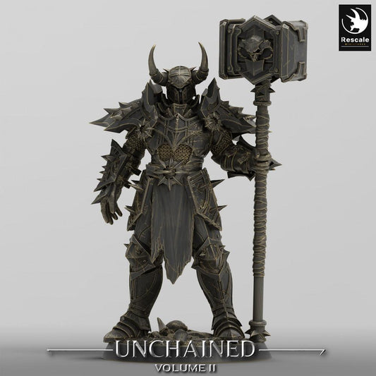 Product photo Tabletop 28mm Lord of the Print (LotP) 0: Tabletop miniature: Demon Knight Commander with two-handed war hammer, Dark Paladin, Warlord (24_05_F4)