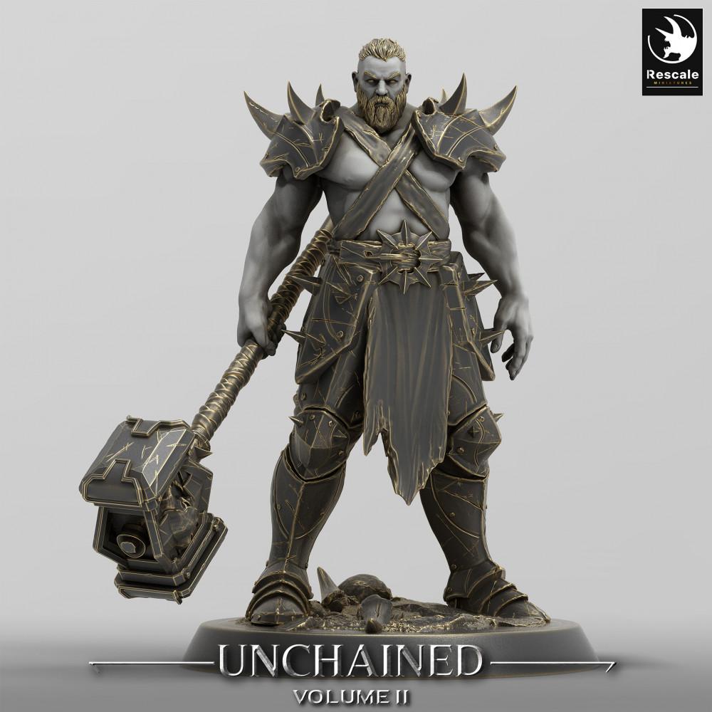 Product photo Tabletop 28mm Lord of the Print (LotP) 0: Tabletop miniature: Hammer Warrior with Two-Handed Hammer, Dark Paladin, Barbarian, Rune Warrior, Warlord (24_05_C11)