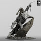 Product photo Tabletop 28mm Lord of the Print (LotP) 0: Tabletop miniature: Dragon Rider on Wyvern, Warlord in plate armor with war hammer, boss monster with volcano diorama base (24_05_K1)