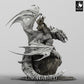 Product photo Tabletop 28mm Lord of the Print (LotP) 0: Tabletop miniature: Dragon Rider on Wyvern, Warlord in plate armor with war hammer, boss monster with volcano diorama base (24_05_K1)