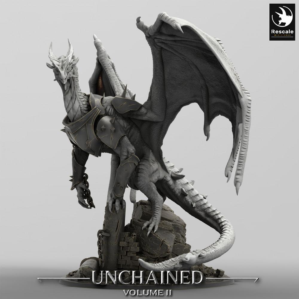 Product photo Tabletop 28mm Lord of the Print (LotP) 0: Tabletop miniature: Armored Dragon Xeldranth - Chain Wyrm, Dragon Lord, Boss Monster, Dragon Miniature (24_05_X)