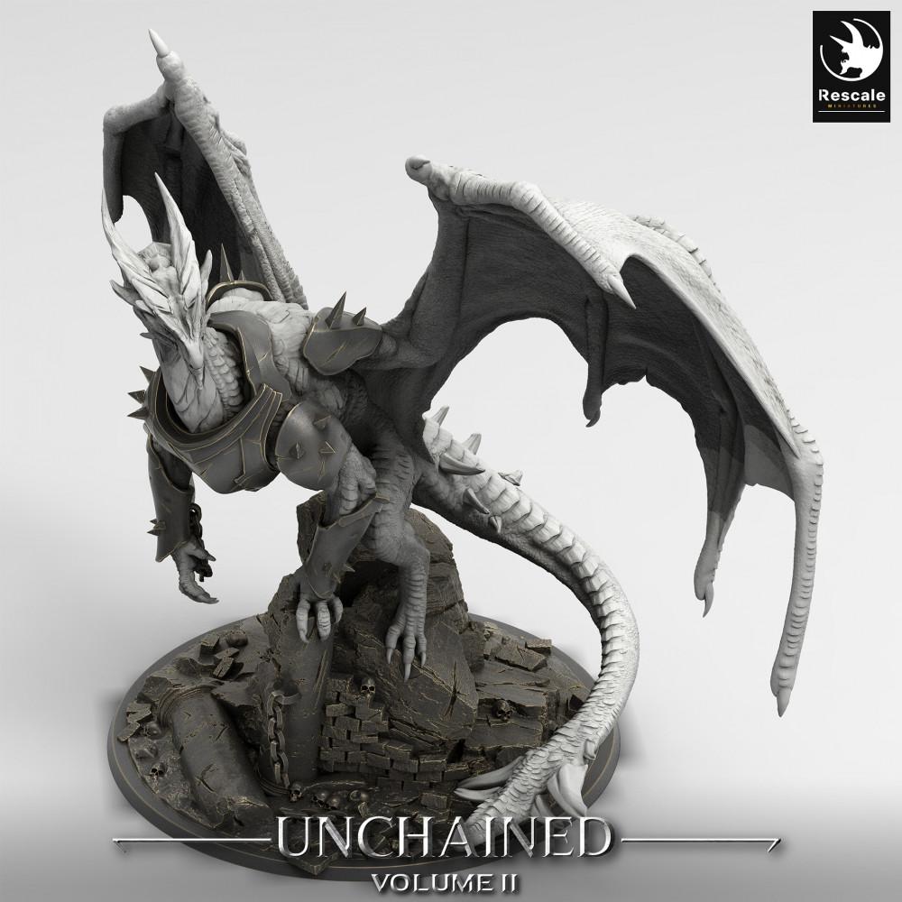 Product photo Tabletop 28mm Lord of the Print (LotP) 0: Tabletop miniature: Armored Dragon Xeldranth - Chain Wyrm, Dragon Lord, Boss Monster, Dragon Miniature (24_05_X)
