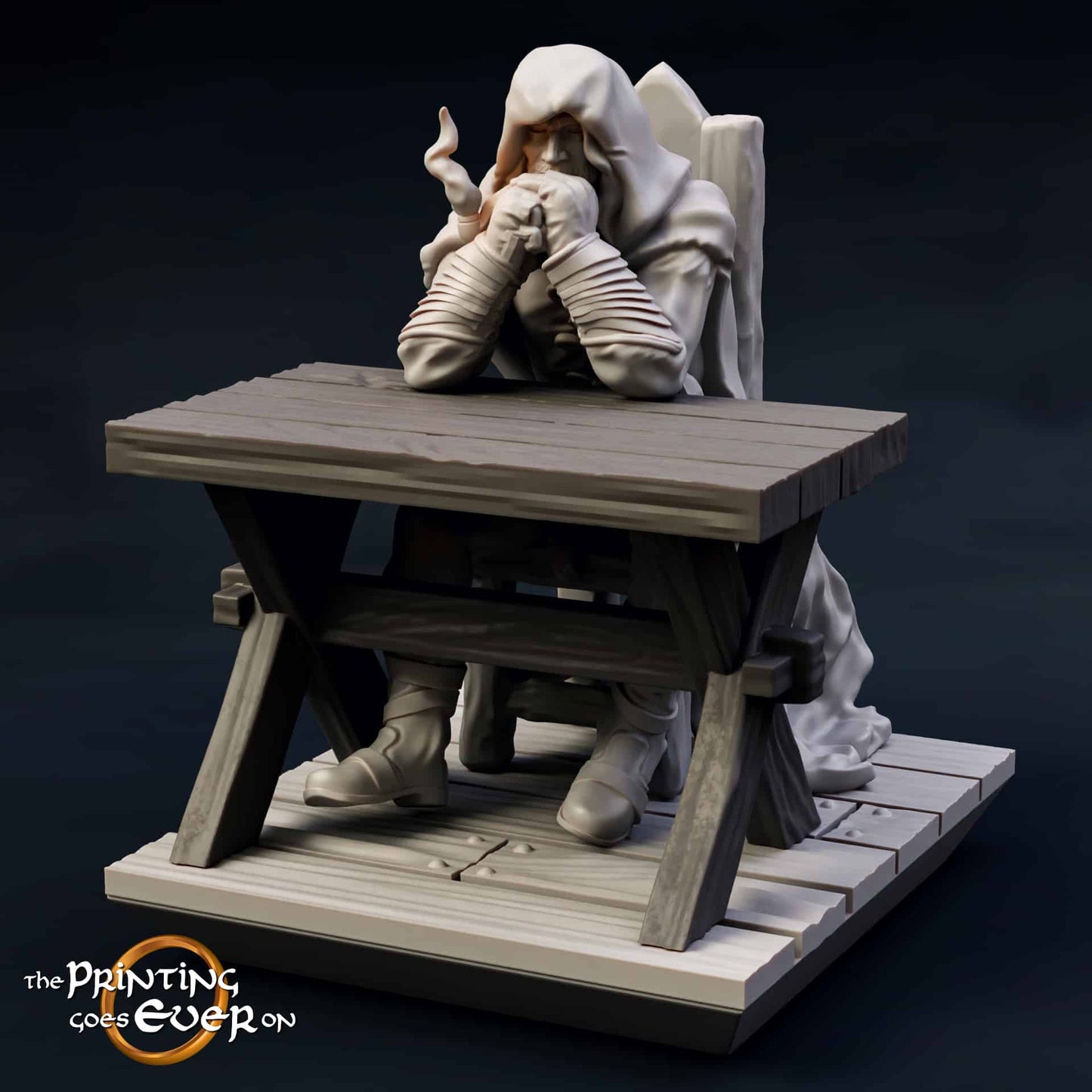 Product photo Tabletop 28mm The Printing Goes Ever On (TPGEO) 0: Medieval townsfolk and tavern guests: Innkeeper, guard, hunter, farmer, maid, guest, traveler