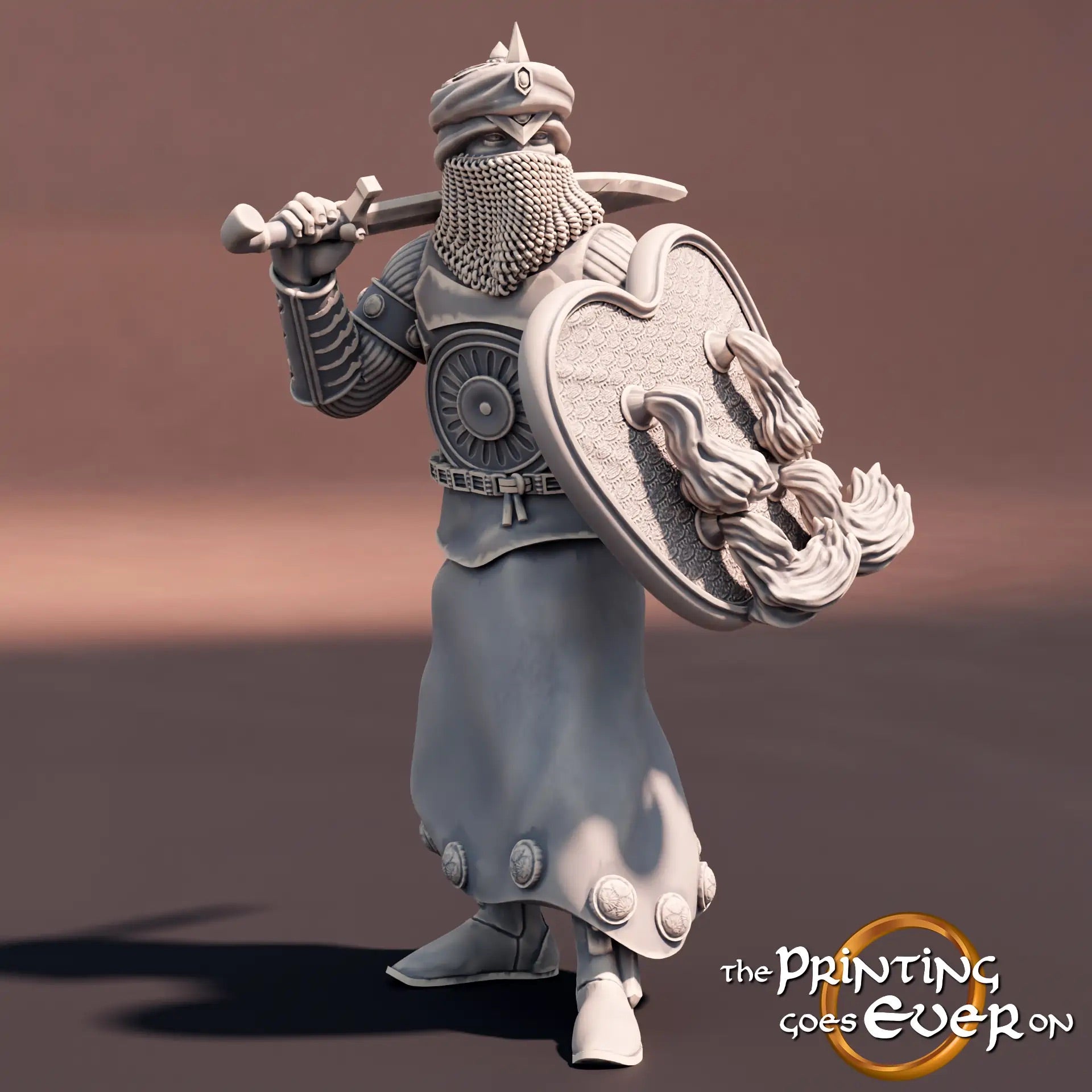 Product photo Tabletop 28mm The Printing Goes Ever On (TPGEO) 0: Southern Warriors: Oriental fighters with bow, spear, and sword - Nomadic people from the desert