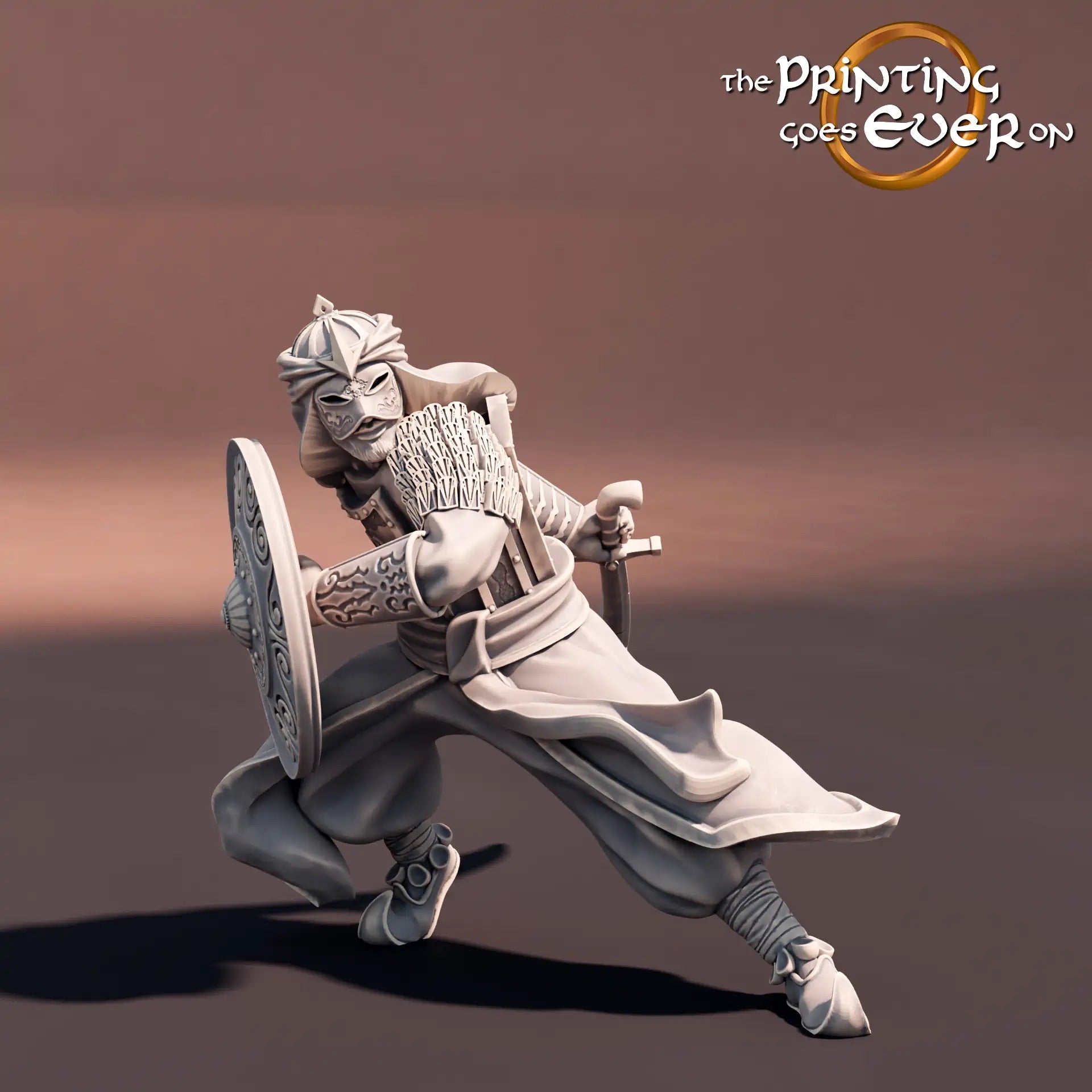 Product photo Tabletop 28mm The Printing Goes Ever On (TPGEO) 0: Southern Warriors: Oriental fighters with bow, spear, and sword - Nomadic people from the desert