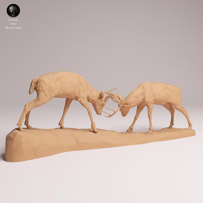 Product photo Tabletop 28mm Lord of the Print (LotP) 0: Wild Animal Figure: White-tailed Deer - fighting (26_01_12)