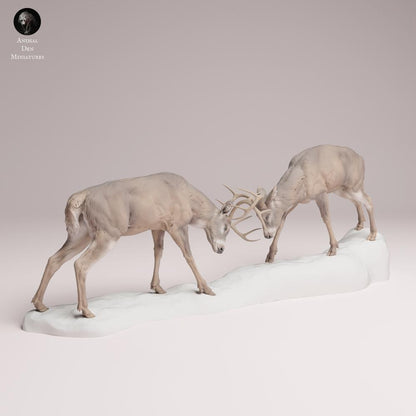 Product photo Tabletop 28mm Lord of the Print (LotP) 3: Wild Animal Figure: White-tailed Deer - fighting (26_01_12)