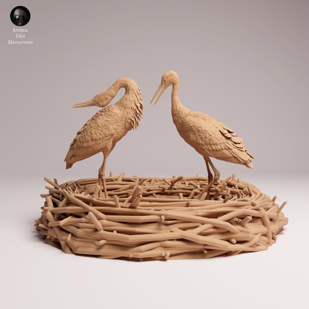 Product photo Tabletop 28mm Lord of the Print (LotP) 2: Animal figure: White Stork - courting (26_07_09)