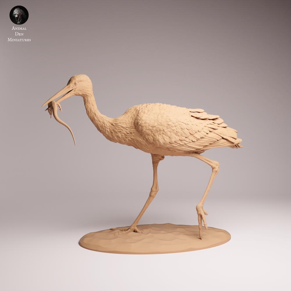 Product photo Tabletop 28mm Lord of the Print (LotP) 2: Bird animal figure: White Stork - feeding (26_07_05)
