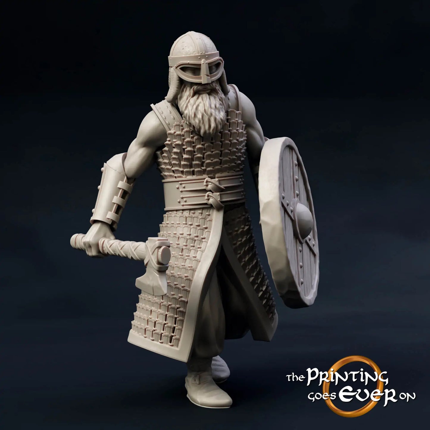 Product photo Tabletop 28mm The Printing Goes Ever On (TPGEO) 0: Armed Wildlings: Warrior Squad with Axe, Spear, and Shield - Raiders