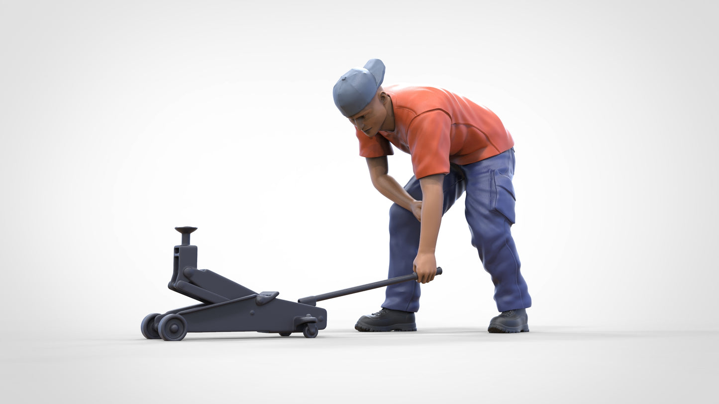 Product photo diorama and model building miniature figure: Mechanic car jack